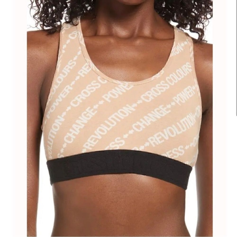 Cross Colours Tan Printed Racerback Bra Bralette XL